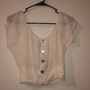 Off the shoulder see through shirt